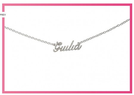 Collana con strass in acciaio cm.40 con scatolina regalo perfetta per un regalo con nome GIULIA